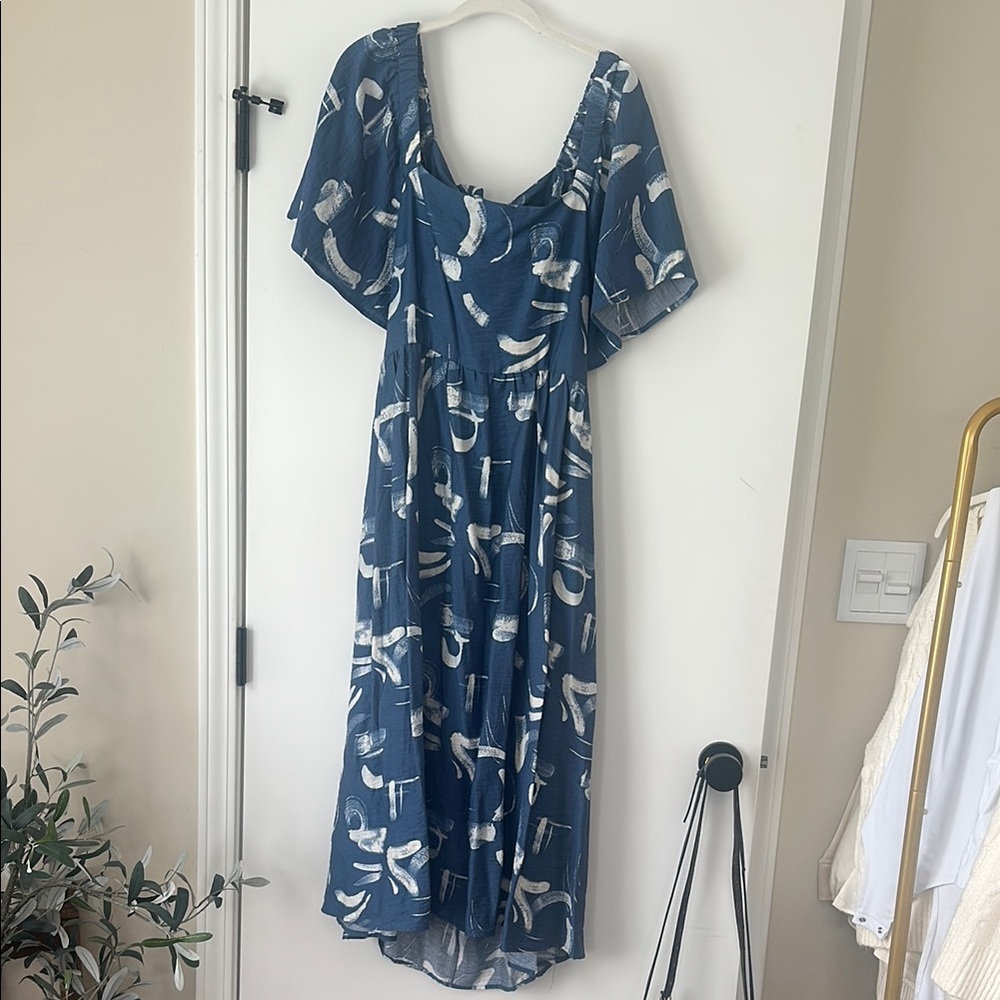 A New Day Blue Flutter Sleeve Wrap Maxi Dress